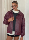 Bomber Efecto Piel Burdeos - Yina Studio
