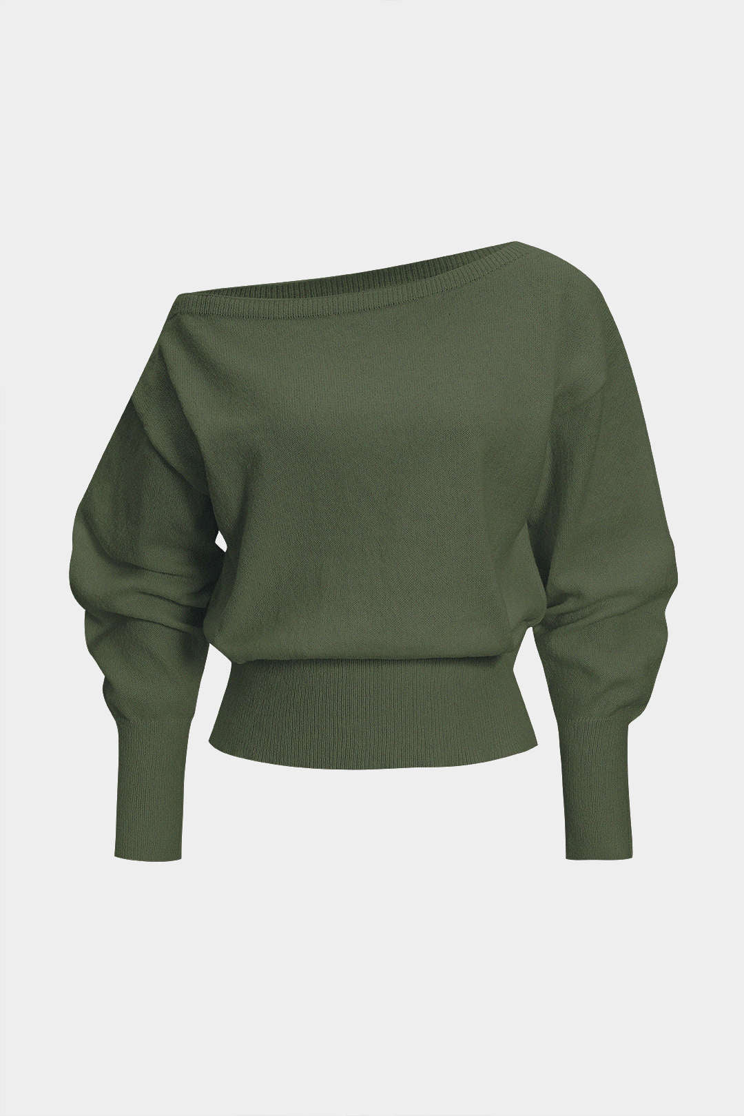 Knit Asymmetrical Long-Sleeve Top-1