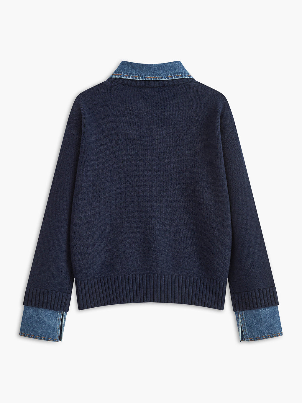 2 in 1 Panel Lapel Relaxed Sweater