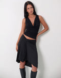 Falda Midi Volante Negra - Yina Studio