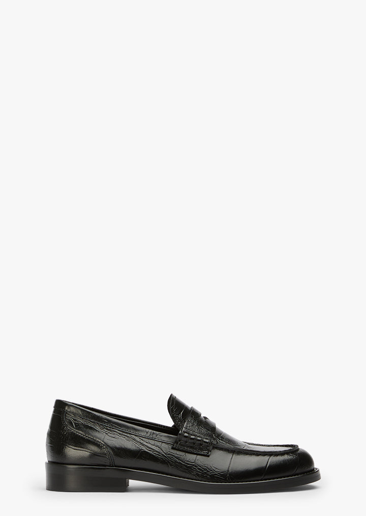 Mocasín Grabado Cocodrilo Negro - Yina Studio