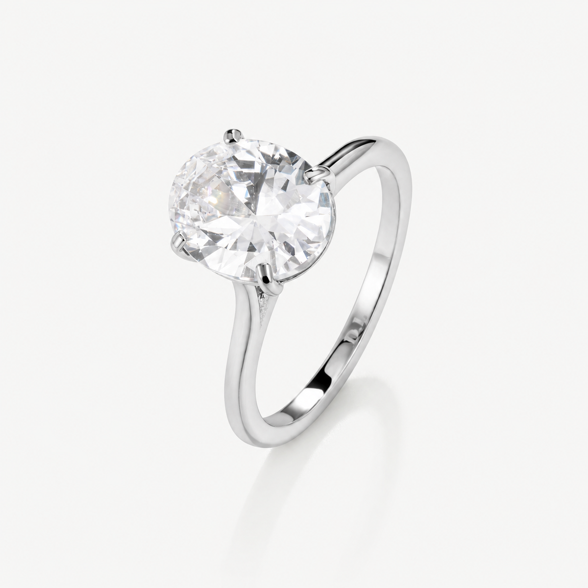 Oval Solitaire Diamond-Inspired Ring 3ct
