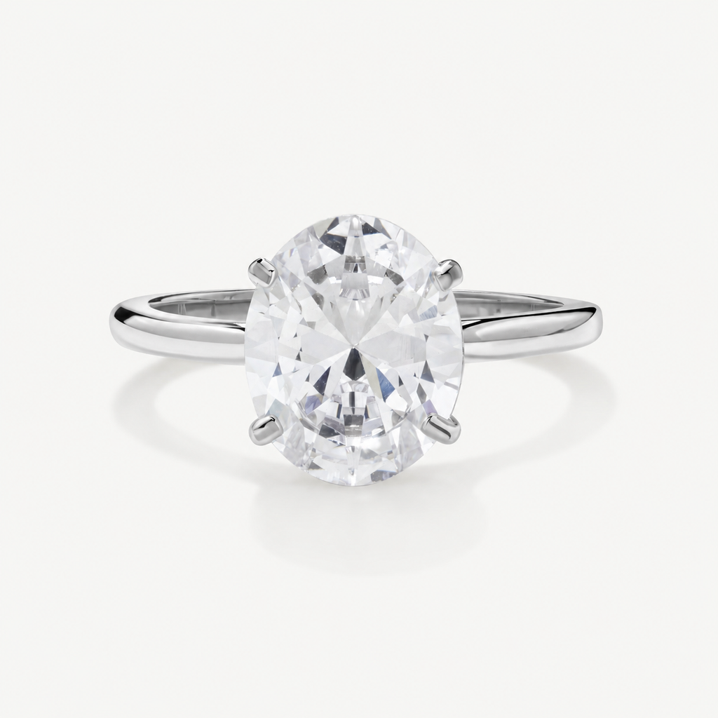 Oval Solitaire Diamond-Inspired Ring 3ct