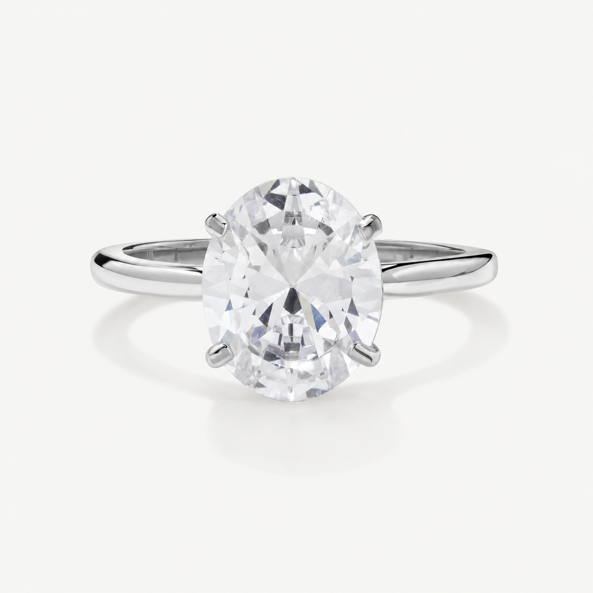 Oval Solitaire Diamond-Inspired Ring 3ct