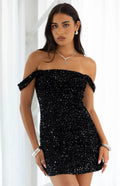 Vestido Terciopelo Lentejuelas Negro - Yina Studio