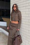 Chaqueta Ante Chocolate - Yina Studio