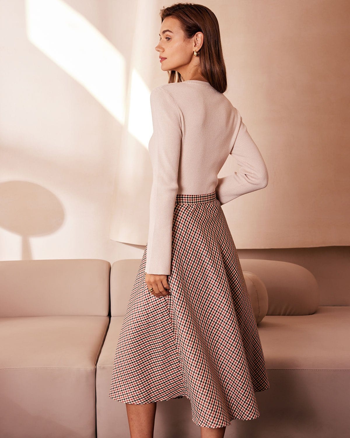 The Apricot Round Neck Button Up Knit Top - RIHOAS - 05